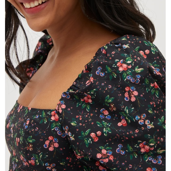 Hill House Matilda Berry Floral Taffeta Top - Picture 4 of 5